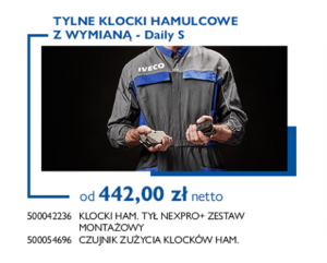 Promocja DBK Iveco kwiecień-czerwiec 2022: tylne klocki hamulcowe z wymianą - Daily S - od 442 zł netto