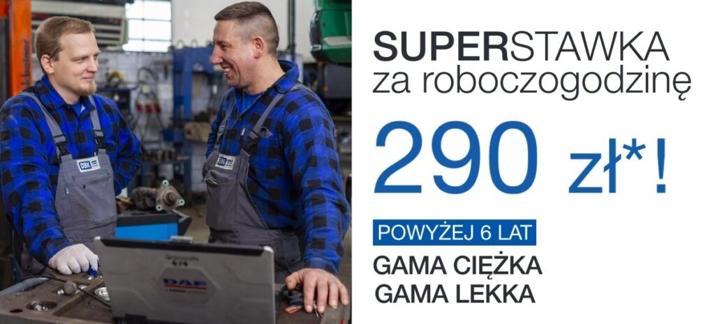 SUPERSTAWKA w serwisach DBK Truck Center w całej Polsce za naprawę pojazdów gamy ciężkiej i lekkiej powyżej 6 lat.